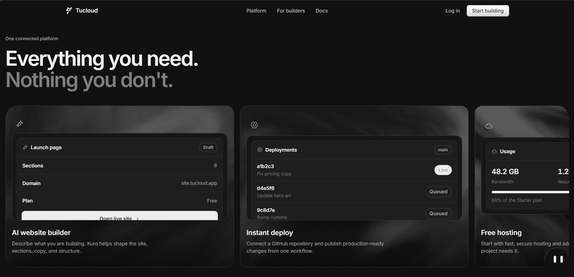 Tucloud Landing Page — screenshot 2